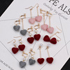 Demi-season asymmetrical cute earrings heart-shaped from pearl, Korean style, wholesale