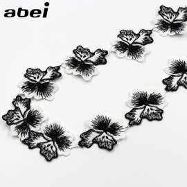 厂家现货 黑白刺绣水溶蕾丝花边 手工材料 服装辅料 发饰头饰丝带