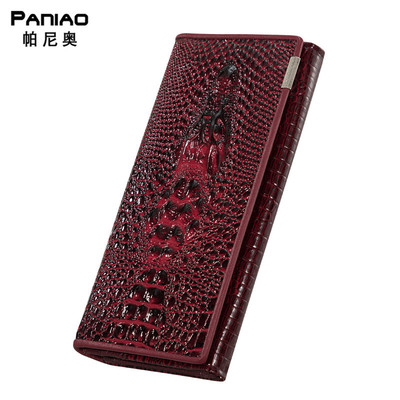 wholesale new pattern Pagno lady wallet Crocodile head Hinge package Mid length version PU Mobile phone bag Card position clutch bag