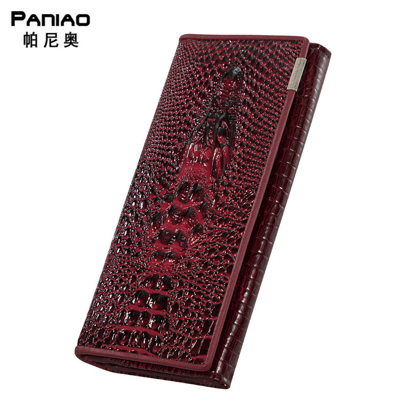 wholesale new pattern Pagno lady wallet Crocodile head Hinge package Mid length version PU Mobile phone bag Card position clutch bag