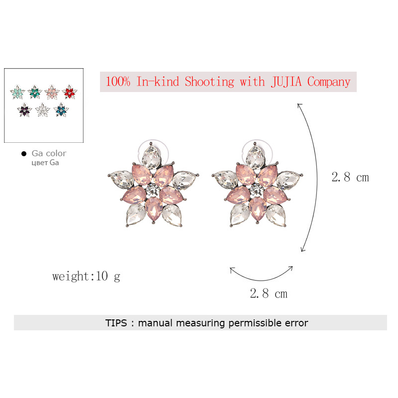 Retro Five-pointed Star Diamond-studded Flower Earrings display picture 1