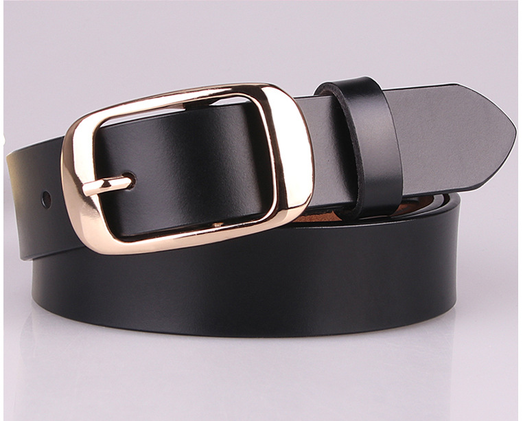 Simple Square Buckle Full Cowhide Leather Belt display picture 10