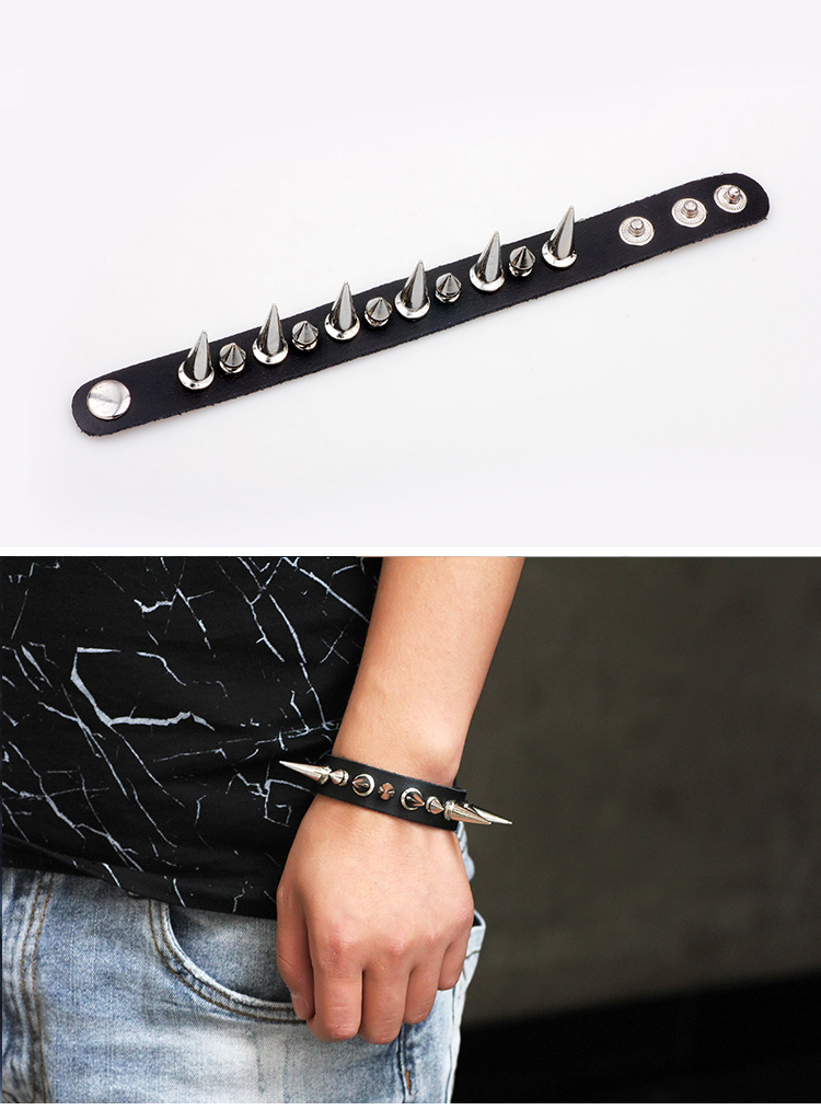 Korean Fashion Rivet Men's Bracelet Alloy Snap Adjustable Bracelet display picture 2