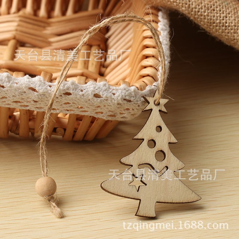 7 piezas de madera serie de Navidad de troncos piezas de madera decorativas de madera de bricolaje 10 piezas en un paquete