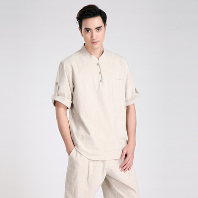 Chinese style Chinese style 2606-1 Tang costume man Sleeve jacket Middle and old age Short sleeved shirt There suit