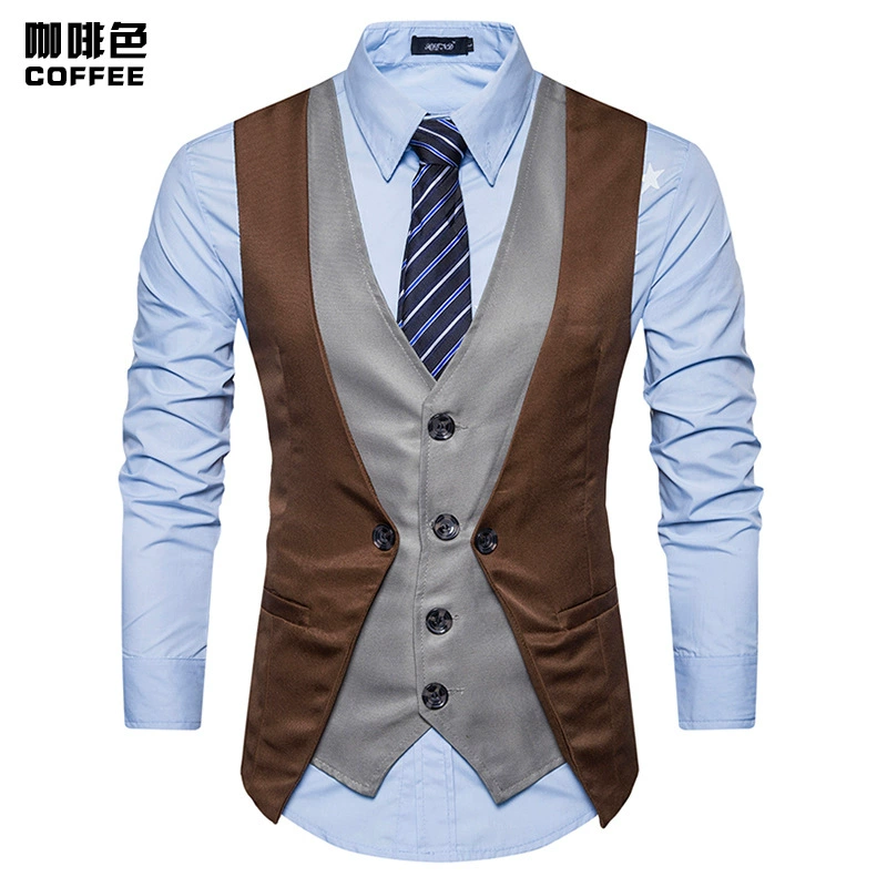 European code new men's personality splicing fake two single -breasted casual vest M25