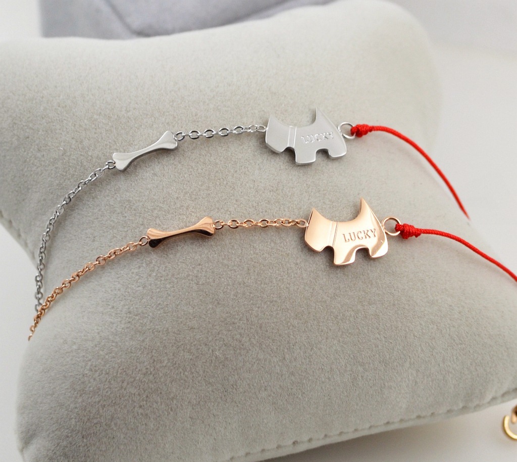 Gold Titanium Steel Dog Heart Bracelet