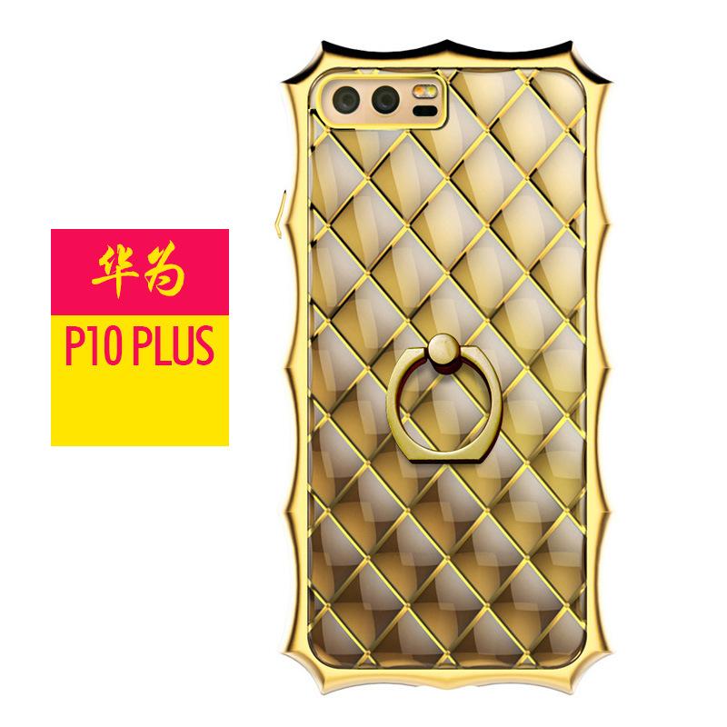 SIMON Crown Luxury Royal Electroplating Soft TPU Streamline Protection Case Cover with 360° Rotating Anti-drop Finger Ring Grip Holder for Huawei P10 & Huawei P10 Plus