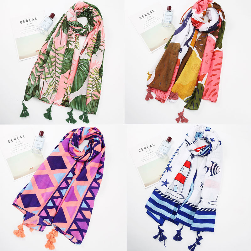 爆款民族风旅游丝巾长款纱巾海边沙滩防晒披肩女围巾两用薄款