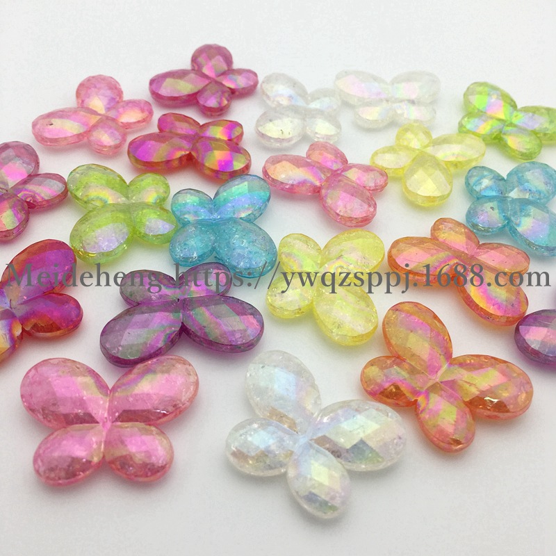 Alibaba hot-selling cracked acrylic straight hole beads diy handcrafted beaded necklace accessories Butterfly style material factory wholesale detail image 5