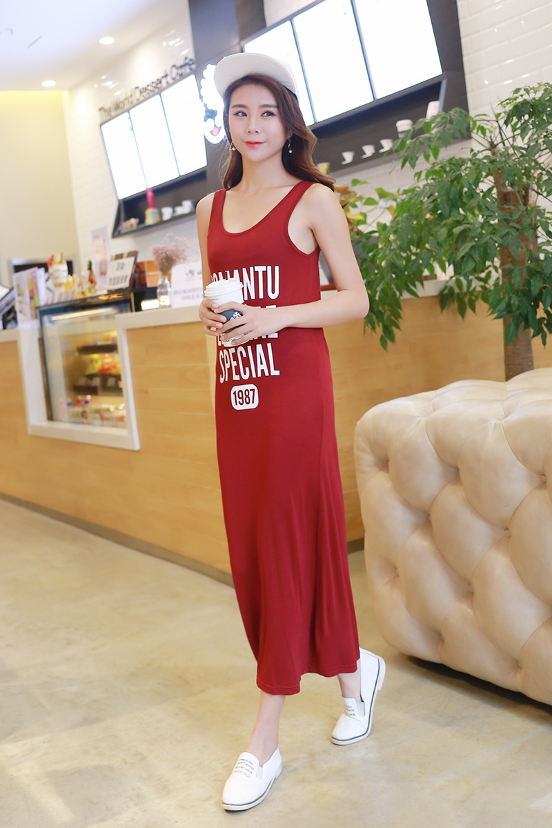 Summer Modal Korean Style Women's Tank Long Bohemian Floor-Length Beach Dress European And American Plus Size_ecoleips.com