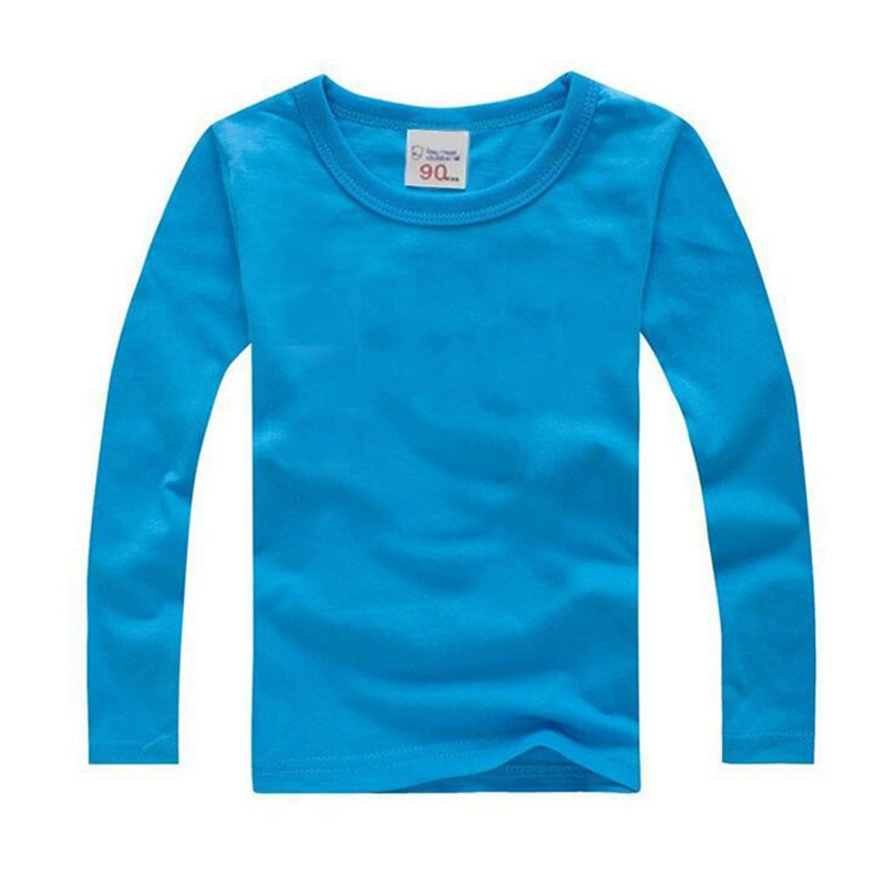 Children's Long-Sleeve Cotton T‑Shirt, School/Teen, Solid Colors, Sizes 80–190 cm (Autumn)