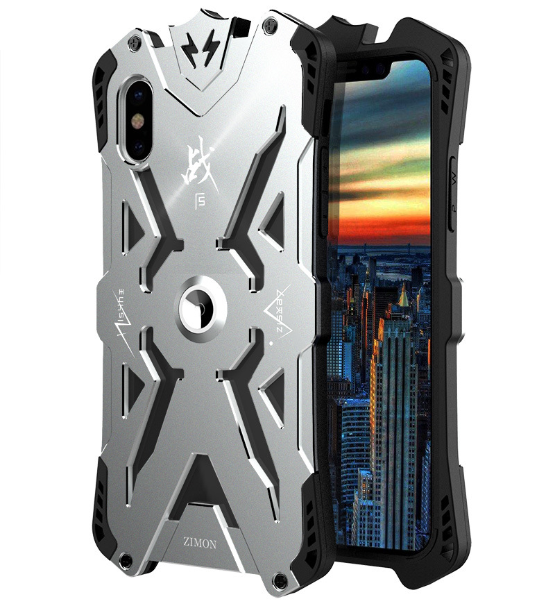 SIMON THOR Magnetic Bracket Aviation Aluminum Alloy Shockproof Rugged Metal Case Cover for Apple iPhone X