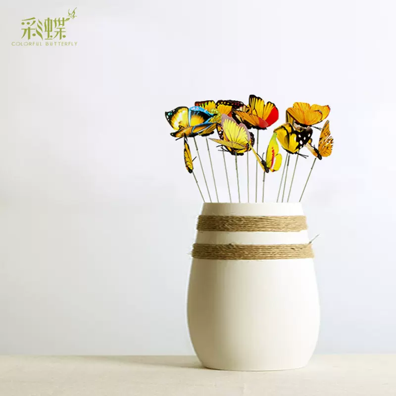 仿真插杆蝴蝶 3d立体pvc单层插杆蝴蝶 家居装饰客厅工艺品摆件
