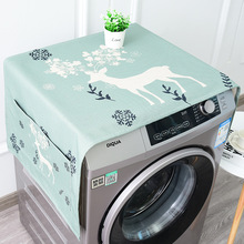 rửa tủ lạnh trống máy vải che bìa in kỹ thuật số dày vải bông bụi che phim hoạt hình hươu Bắc Âu Bụi che hộ gia đình