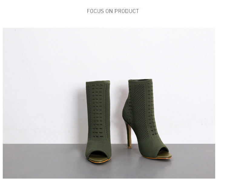 women s stretch knitted fish mouth high heel boots nihaostyles wholesale clothing NSSO81845