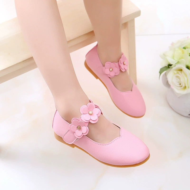 Shoes for leather shoes for early age, children's footwear for princess, 2019, Korean style, wholesale, flowered, for teenagers
