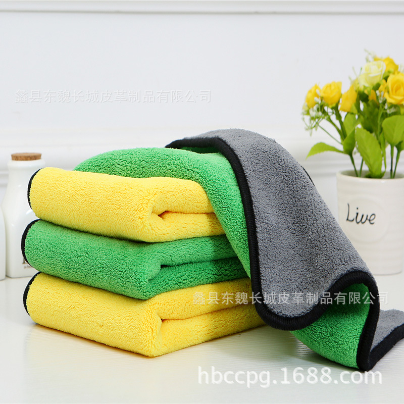 洗车毛巾 超细纤维双面加厚吸水不掉毛双色珊瑚绒 清洁毛巾擦车巾