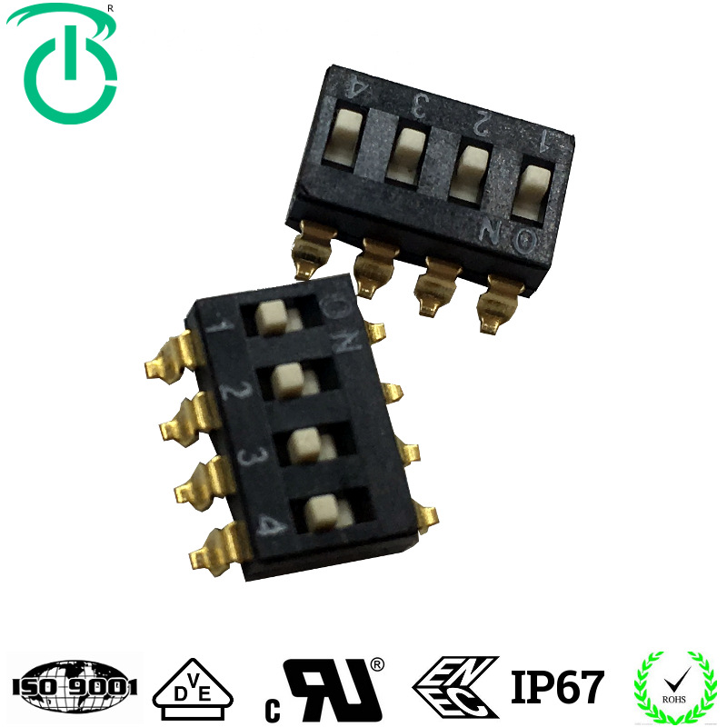 厂家生产2.54黑色贴片插件回流焊贴片机8位拨码开关同比KE品牌