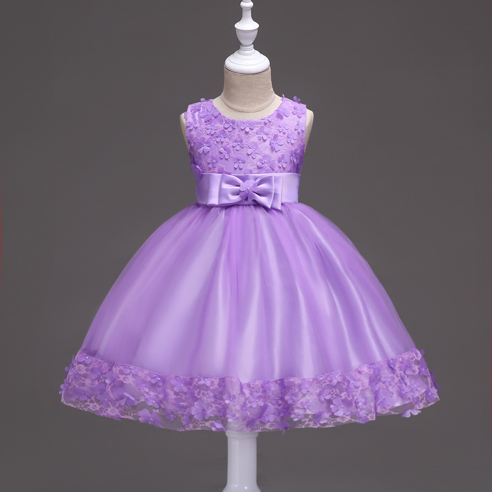 Children's Skirt Wedding Dress Bow Princess Skirt Female Lace Dress display picture 12