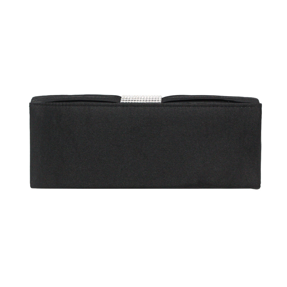 Black Gold Silver Satin Solid Color Square Hot Drill Clutch Evening Bag display picture 14