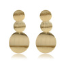 Metal matte fashionable square golden earrings, European style