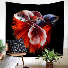 2017厂家直销跨境新款 艺术抽象 海底鱼绒感涤纶 挂毯 壁挂沙滩巾
