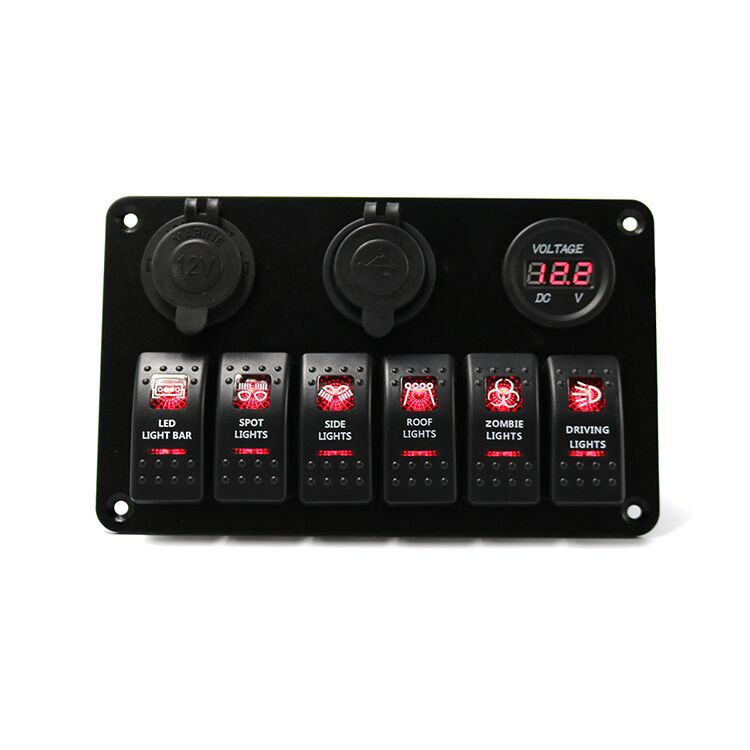 汽车房车船改装大灯开关 新品面板开关 红色LED