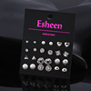 Set, fashionable earrings, diamond heart-shaped, accessory, wish, simple and elegant design, wholesale