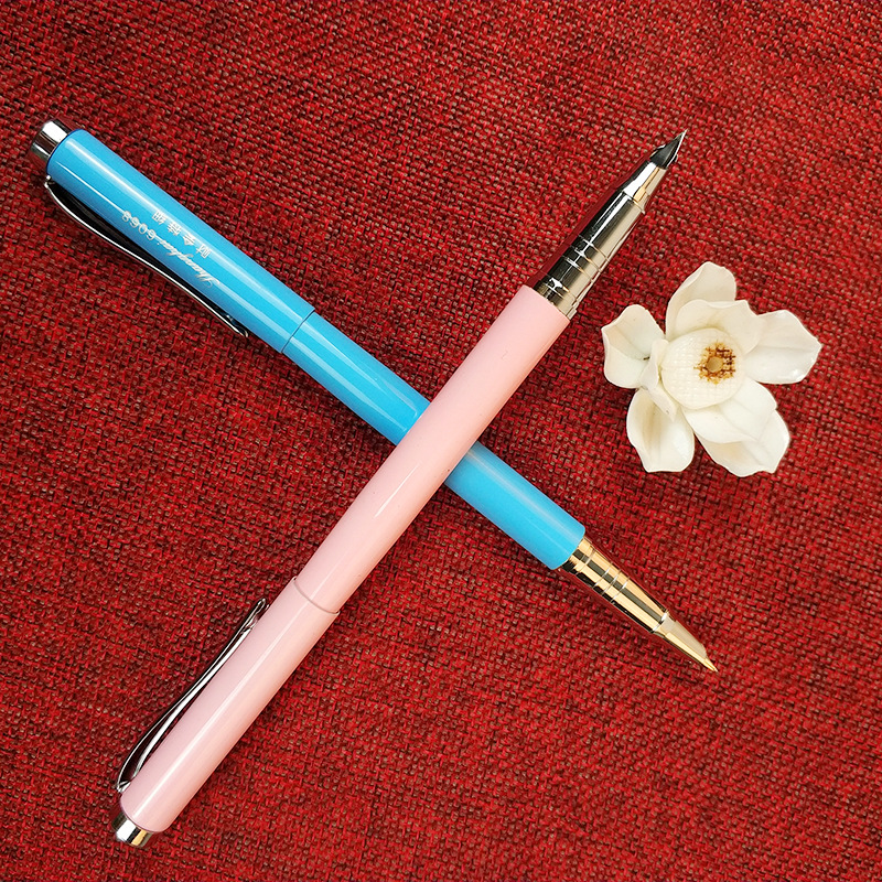 厂家直销高档金属灰格子纹铱金钢笔 办公商务礼品钢笔定制logo