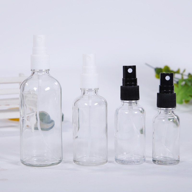 Pulverizar botella de aceite esencial cabeza de pulverización de aluminio electroquímico tapa alta botella de aceite esencial galvanoplastia embalaje portátil viaje pequeña botella de muestra botella de vidrio