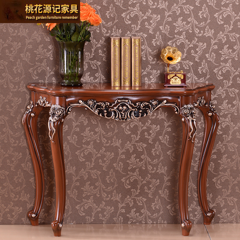 美式乡村玄关桌仿古实木小玄关台客厅半圆桌法式走廊案台简约批发