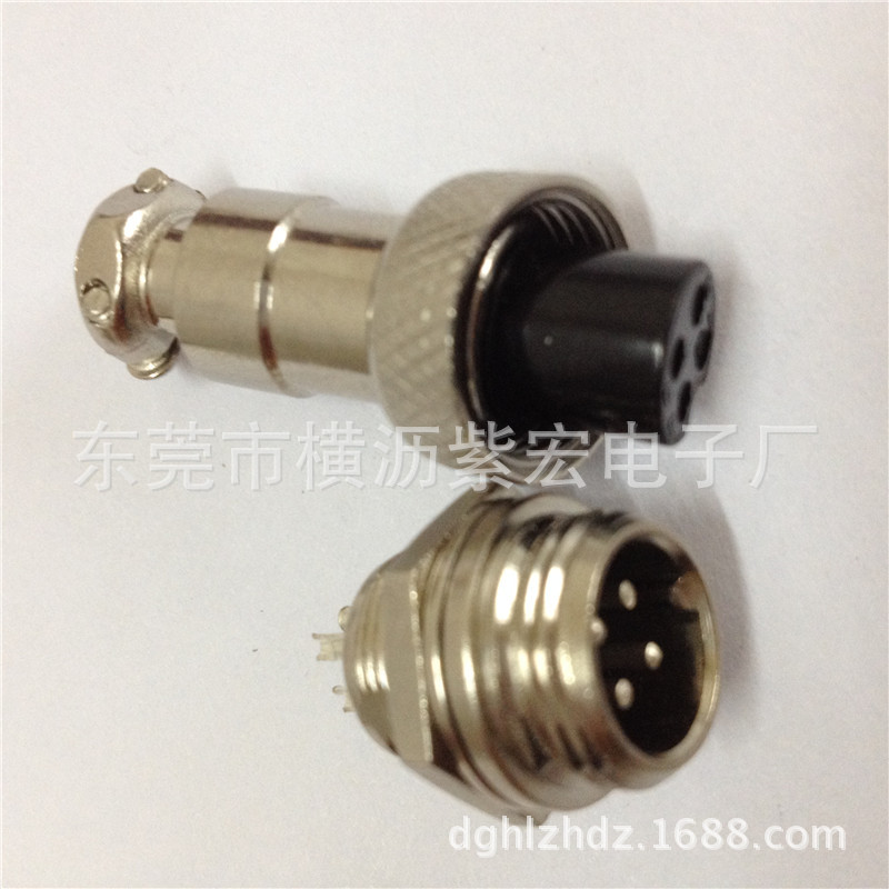 供应M12四芯航空插 四芯航空插头 GX12-4P航空接头 4芯公头母头