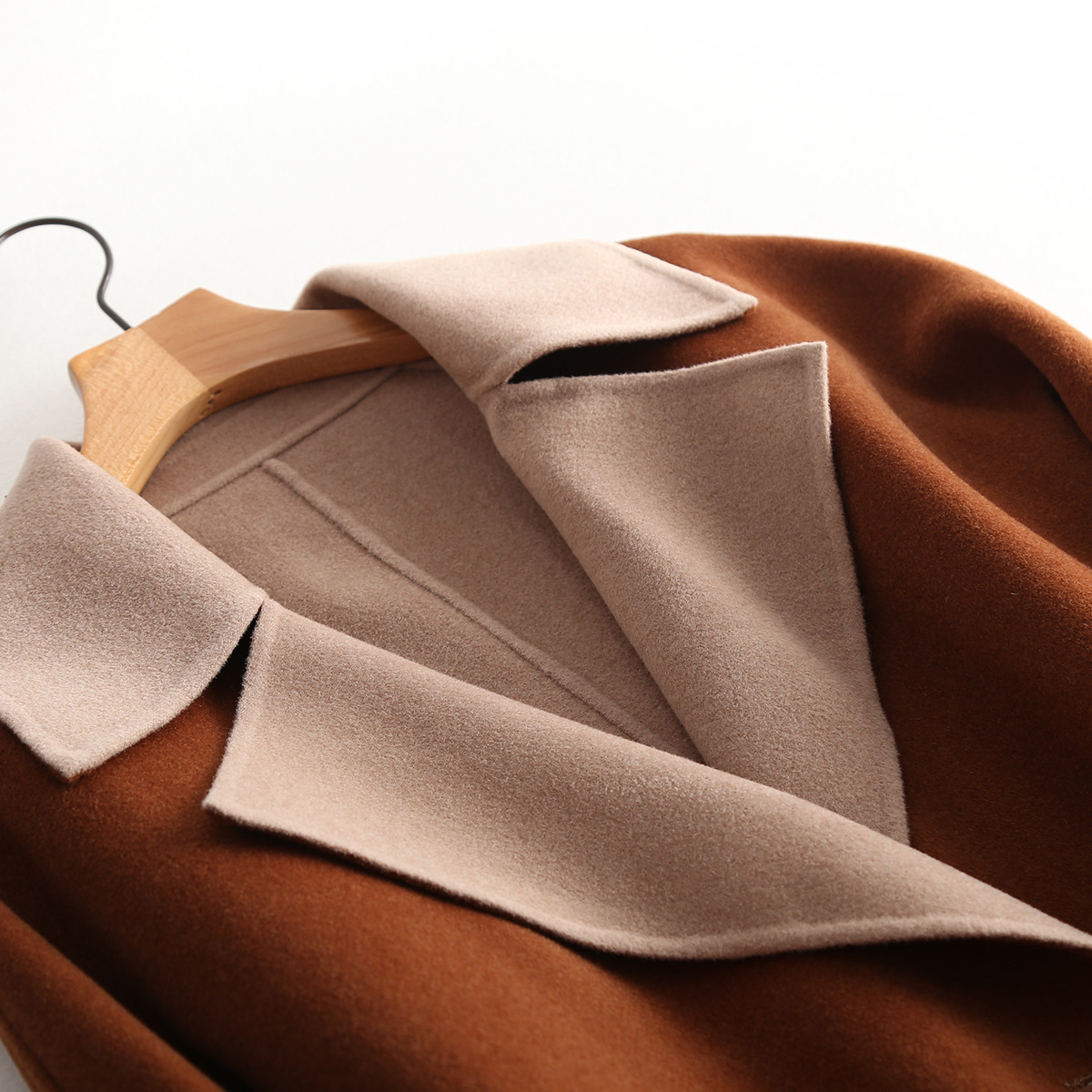 毛呢大衣_双面尼大衣焦糖色手工羊绒大衣201