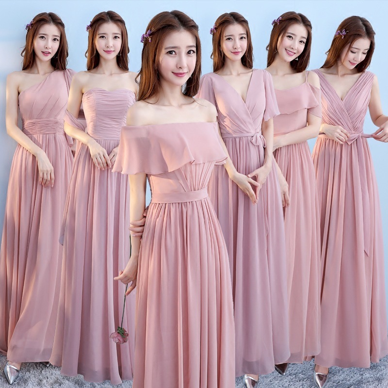 Evening dresses prom dress Vestidos de noche evening gowns Bridesmaid dress long Bridesmaid group dress sister Dress Pink Wedding graduation dress