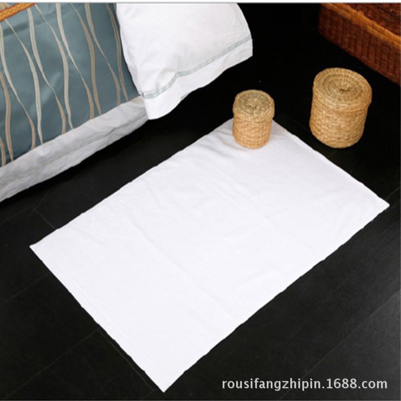 厂家直销宾馆酒店浴室加厚吸水地巾全棉50*80白色平织地垫批发
