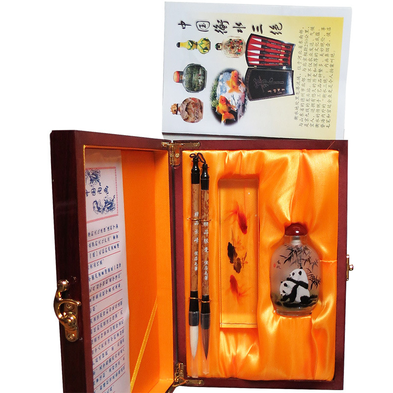 衡水三绝内画鼻烟壶侯店毛笔金鱼带木盒礼品袋手工艺品工艺礼品