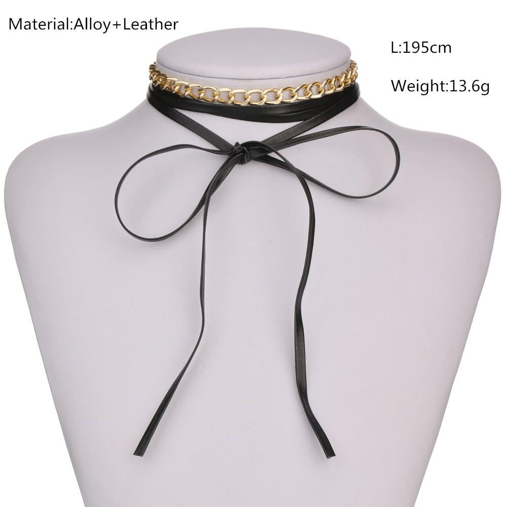 Korean Fashion Personality Diy Leather Simple Classic Alloy Necklace display picture 1