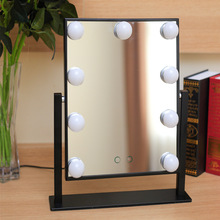 卡瑞絲大號單面方形台式化妝鏡帶燈泡公主鏡美容鏡高清梳妝LED鏡