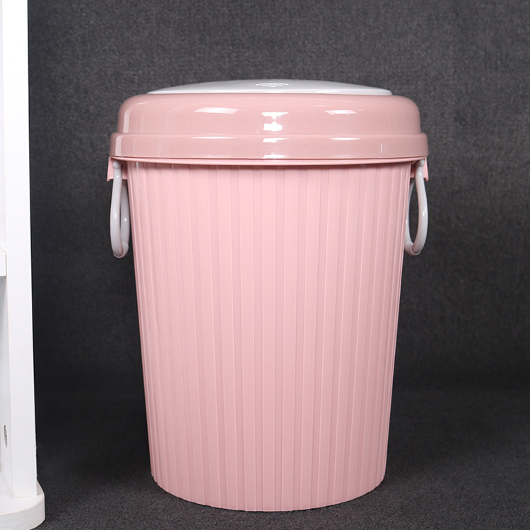 Cubo de basura redondo con tapa a presión, de plástico para cocina y baño – diseño nuevo, venta al por mayor.