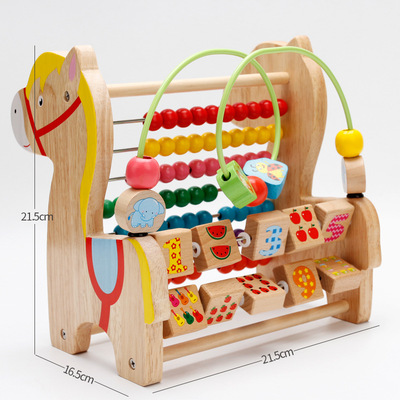 new pattern Trojan horse Round the bead Calculate the shelf combination Learning frame 1-2-3-4-5 Wooden