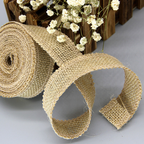 Factory direct sales of various sizes DIY handmade Christmas wedding craft lace linen rolls solid color 2m ribbon