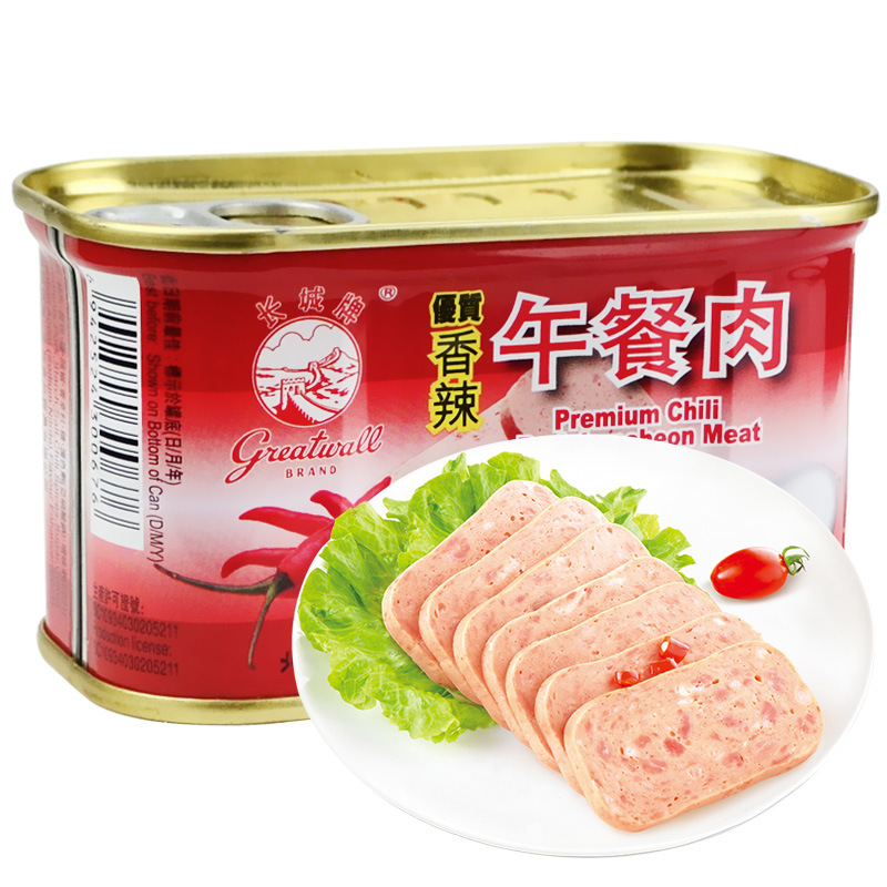 午餐肉罐头 长城午餐肉 香辣198g 出口版即食调味