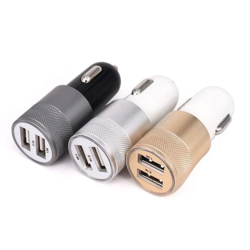 Small Steel Cannon Car Charger with Dual USB Aluminum Dual-Article Bullet Car Charger, Multifunction Car Charger for Mobile Phone