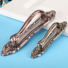 Antique-style door handle, European-Chinese classical surface-mounted Qing-style red antique large pull handle, bronze-colored large-sized pull handle