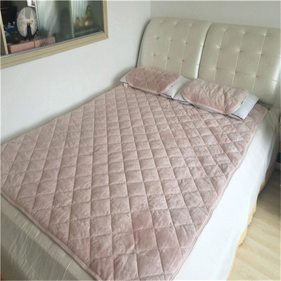 外贸日单N家绗缝法兰绒保暖冬季防滑床褥垫榻榻米垫1.8*2