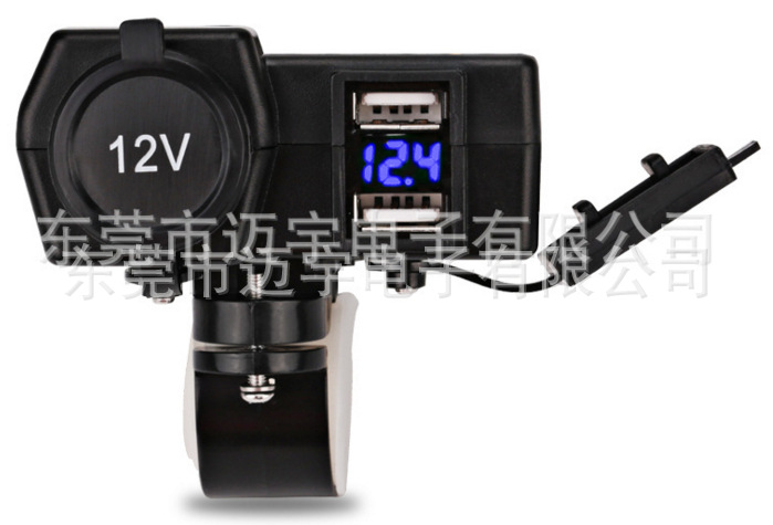 摩托车母座双USB 电压表 (2)