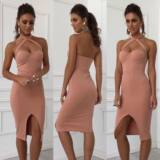 Летнее приталенное платье, карандаш, Aliexpress, ebay, новая коллекция, с открытой спиной, с акцентом на бедрах