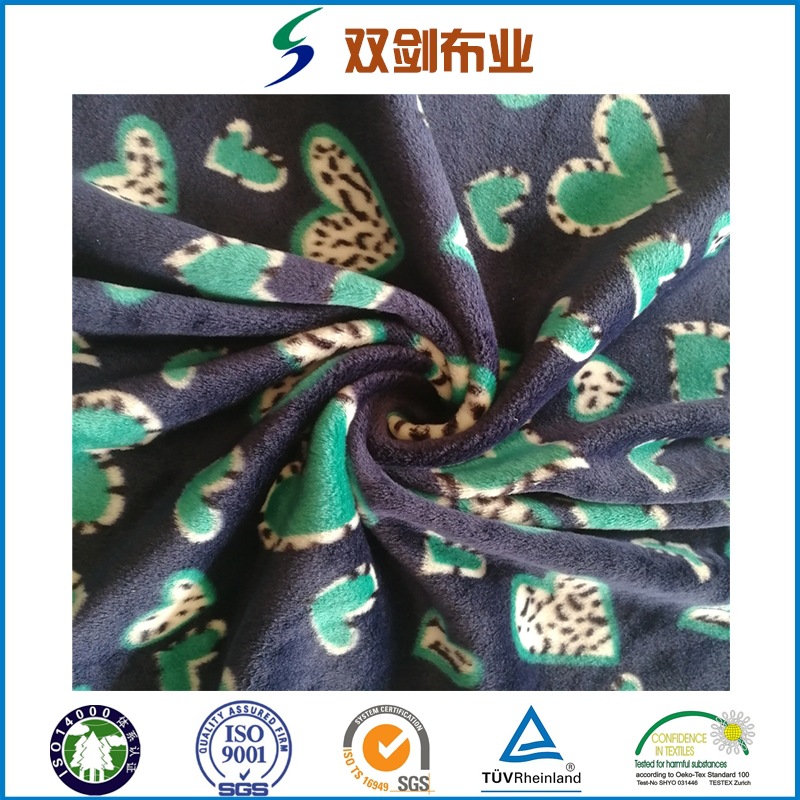 双面氨纶超柔染色印花银狐绒四面弹服装面料