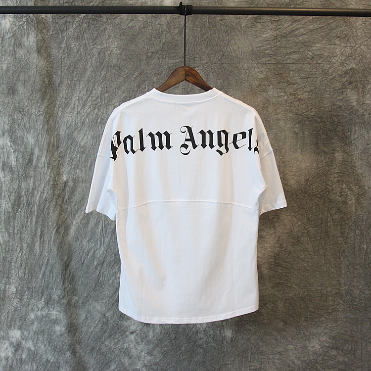 Palm Angels T Shirt White Black Letters Print Summer Tees Men Palm Angels T Shirt White Black Letters Print Summer Tees Men